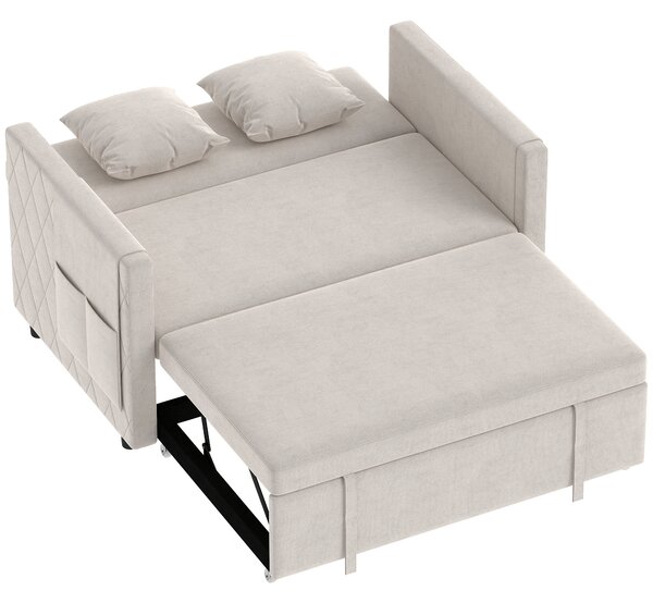 HOMCOM Divano letto 2 posti 3 in 1 clic clac in velluto con schienale regolabile, beige | Aosom Italy