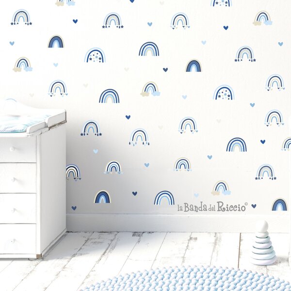 Pattern Rainbow Pattern Rosa - Adesivi Murali per Bambini