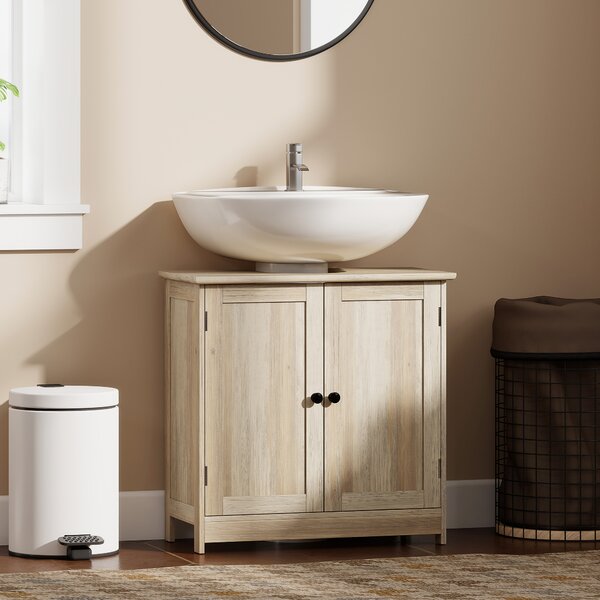 HOMCOM Mobile sottolavabo con 2 ante e ripiano regolabile 60x30x60 cm, grigio effetto legno | Aosom Italy