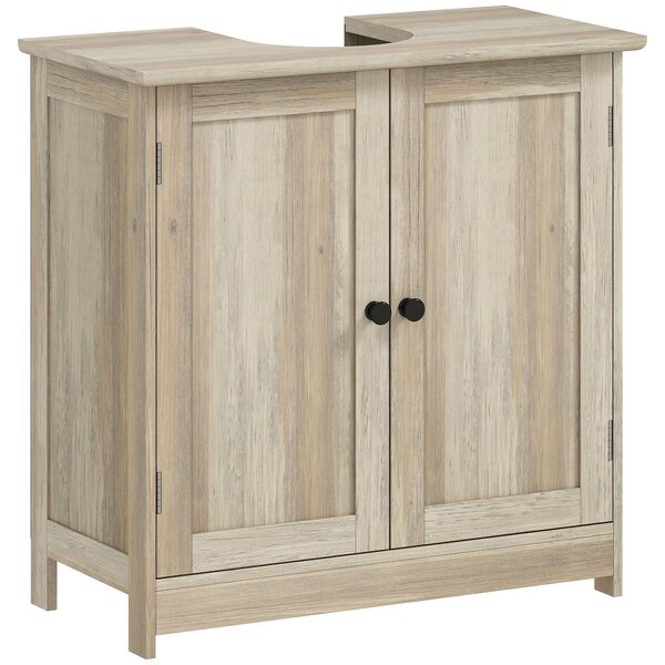 HOMCOM Mobile sottolavabo con 2 ante e ripiano regolabile 60x30x60 cm, grigio effetto legno | Aosom Italy