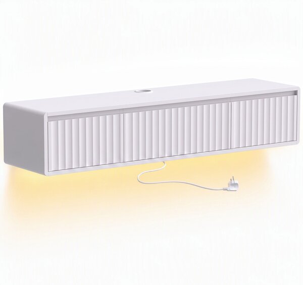 HOMCOM Mobile TV sospeso 120 cm con LED e prese per TV fino a 165,1 cm, bianco | Aosom Italy
