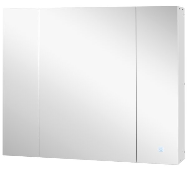 Kleankin Specchio bagno contenitore LED con ante soft-close e dimmer, 90x15x75 cm, bianco | Aosom Italy