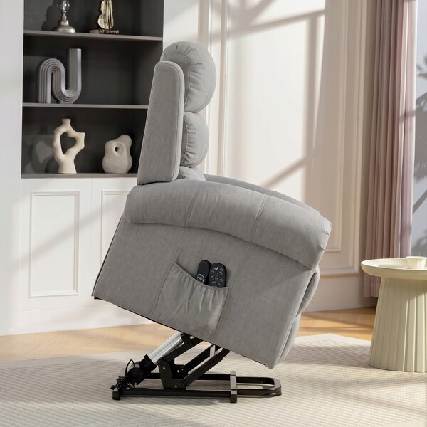 HOMCOM Poltrona alzapersone relax con massaggio, riscaldamento, USB e telecomando, grigio chiaro | Aosom Italy