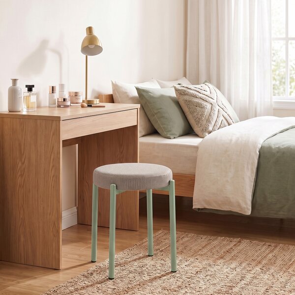 HOMCOM Set 4 sgabelli impilabili imbottiti senza schienale 45x45x47,5 cm, marrone chiaro | Aosom Italy