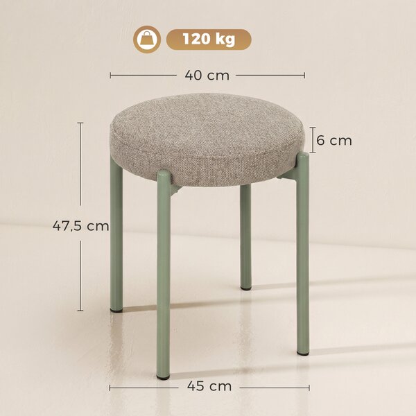 HOMCOM Set 4 sgabelli impilabili imbottiti senza schienale 45x45x47,5 cm, marrone chiaro | Aosom Italy