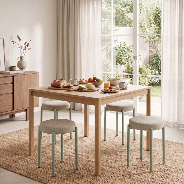 HOMCOM Set 4 sgabelli impilabili imbottiti senza schienale 45x45x47,5 cm, marrone chiaro | Aosom Italy
