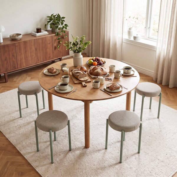 HOMCOM Set 4 sgabelli impilabili imbottiti senza schienale 45x45x47,5 cm, marrone chiaro | Aosom Italy