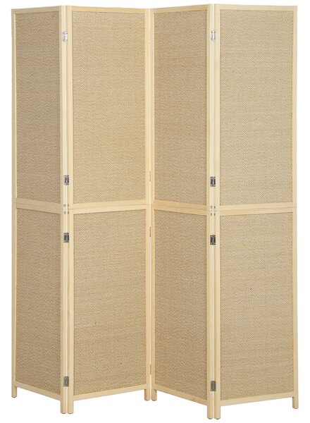HOMCOM Paravento pieghevole in bambù a 4 pannelli 180x180 cm, legno naturale | Aosom Italy