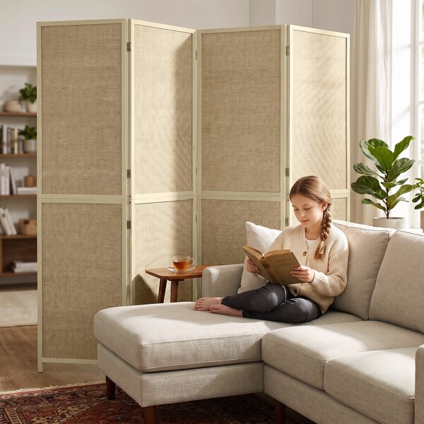 HOMCOM Paravento pieghevole in bambù a 4 pannelli 180x180 cm, legno naturale | Aosom Italy