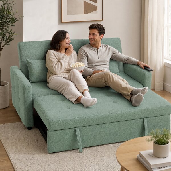 HOMCOM Divano letto 2 posti 3 in 1 clic clac 160 cm con schienale regolabile, verde | Aosom Italy