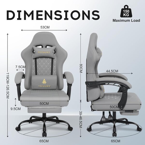 Sedia da gaming - Sedia da ufficio - Sedia per videogiochi - Sedia da lavoro - Sedia girevole - Design ergonomico - Cuscino ammortizzato extra largo