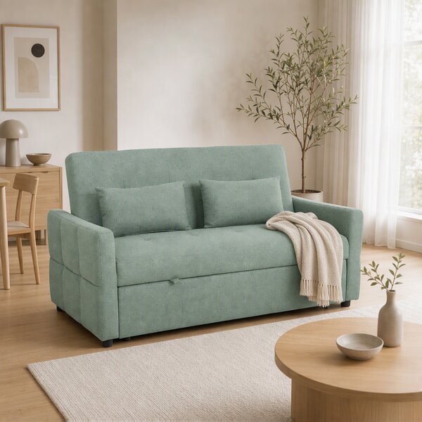 HOMCOM Divano letto 2 posti 3 in 1 clic clac 160 cm con schienale regolabile, verde | Aosom Italy