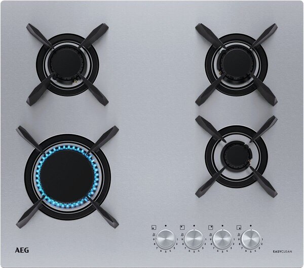 Aeg Piano Cottura 4 Fuochi a Gas Larghezza 60 cm in Acciaio Inox colore Inox - HGB64423UZ Serie 7000 Ultraflat Line