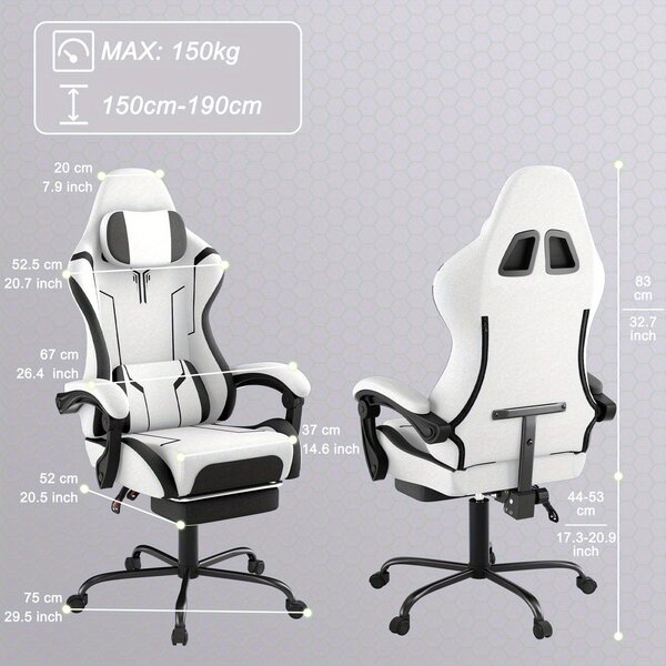 Sedia da gaming - Sedia per videogiochi - Sedia da scrivania - Sedia da ufficio - Sedia per computer - Ergonomica - Altezza regolabile