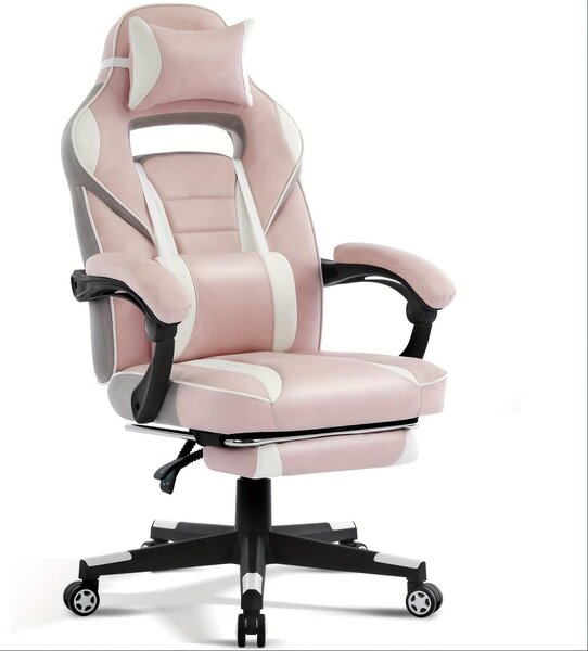 Sedia ergonomica da gaming con supporto lombare massaggiante e poggiapiedi – Sedia regolabile per computer
