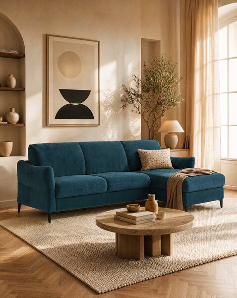 Dalia divano letto con penisola contenitore e materasso alto 18 cm - p