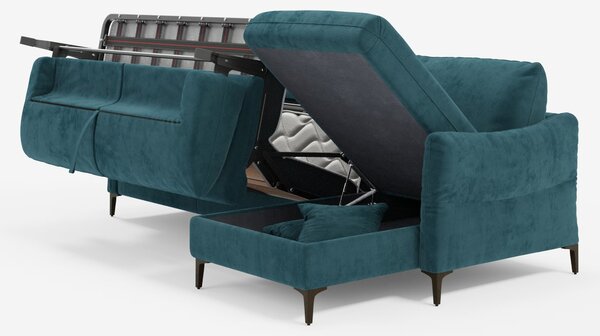Dalia divano letto con penisola contenitore e materasso alto 18 cm - p