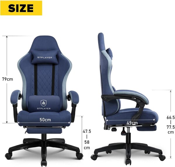 Sedia da gaming - Sedia da ufficio - Poltrona sacco - Sedia per bambini - Colore blu scuro - Design ergonomico