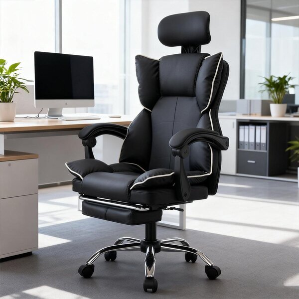 Sedia da gaming - Sedia da ufficio - Sedia per computer - Poltrona girevole - Sedia da ufficio con poggiapiedi - Design ergonomico