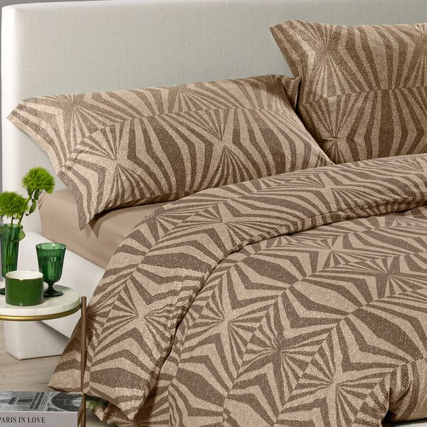 Completo Copripiumino SINGOLO Lux MOKA Cotone Caleffi