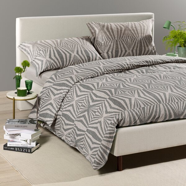 Completo Copripiumino SINGOLO Lux GRIGIO Cotone Caleffi