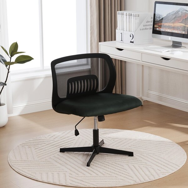 Sedia da ufficio ergonomica senza braccioli, girevole a 360° e regolabile in altezza, con funzione basculante