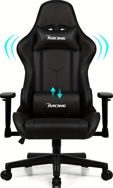 Sedia da gaming - Sedia per videogiochi - Sedia da gioco - Sedia da ufficio - Pouf - Design ergonomico - Poggiapiedi estraibile