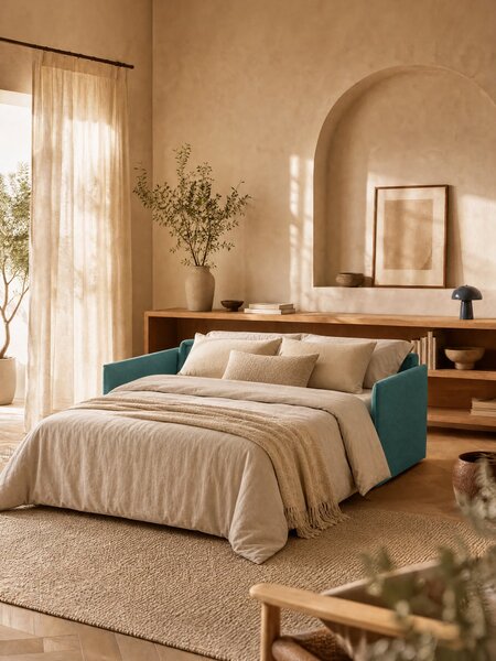 Evans divano letto matrimoniale sfoderabile - design compatto e vano p