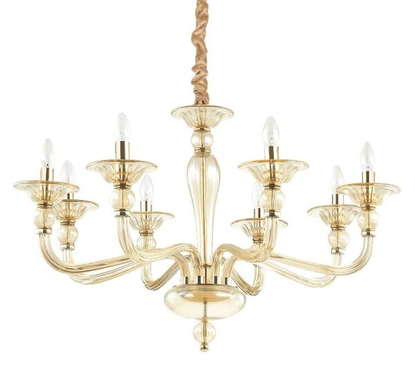 Ideal Lux Danieli SP8 lampadario classico in vetro soffiato E14 40w