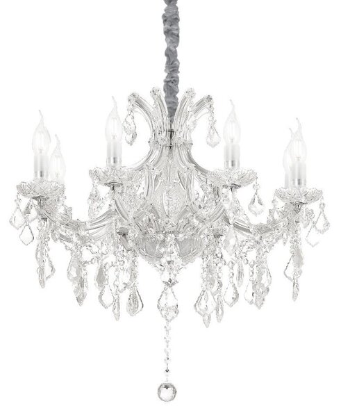 Ideal Lux Napoleon SP8 lampadario classico per salone in vetro e cristallo