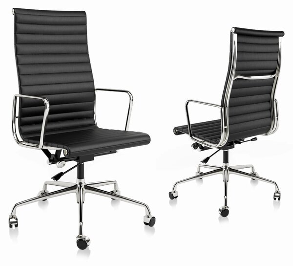 Sedia da ufficio ergonomica - Sedia da ufficio esecutiva in pelle nera, con schienale alto e meccanismo di inclinazione