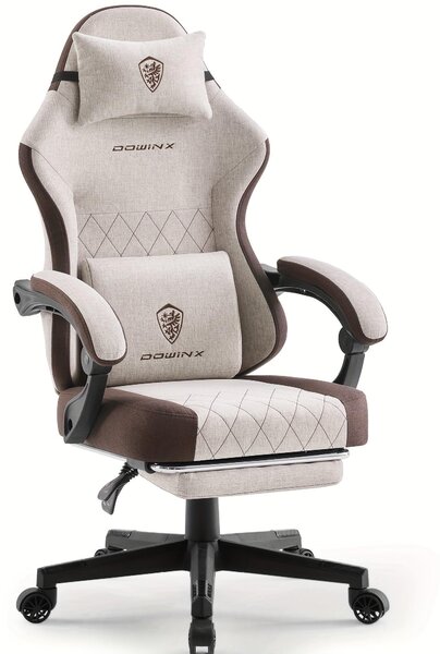 Sedia da gaming - Sedia da ufficio - Sedia da corsa con design a "ala" e rivestimento marrone