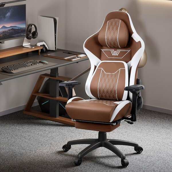Sedia da gaming – Sedia da ufficio – Sedia per videogiochi – Sedia ergonomica – Braccioli regolabili – Con poggiapiedi