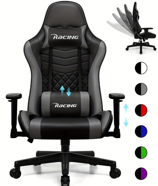 Sedia ergonomica da gaming - Sedia per giocatori - Sedia da ufficio - Sedia nera confortevole - Sedia girevole