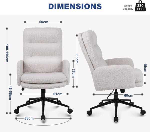 Sedia da ufficio - Sedia girevole - Sedia per computer - Arredamento per ufficio - Sedia da lavoro - Tessuto simile al cashmere