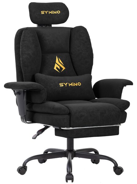 Sedia da gaming – Sedia da ufficio – Design ergonomico – Schienale e altezza regolabili – Ecopelle nera