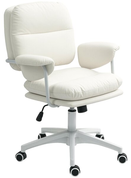 Sedia da ufficio - Sedia da lavoro - Sedia da ufficio ergonomica - Sedia da scrivania - Sedia girevole - Bianca - Altezza seduta regolabile