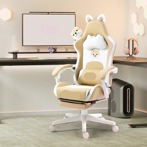 Sedia da ufficio - Sedia da ufficio con rotelle - Sedia per ufficio - Sedia da gaming - Sedia da ufficio ergonomica - Design Shiba Inu