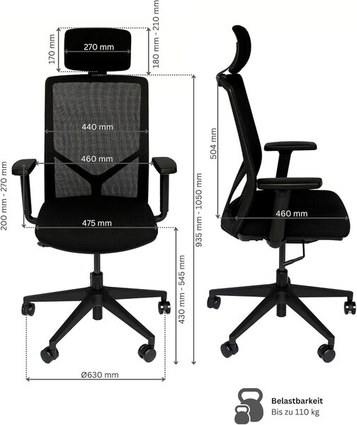 Sedia da ufficio - Sedia da ufficio ergonomica - Sedia girevole - Sedia per computer - Sedia per reti informatiche - Meccanismo sincronizzato