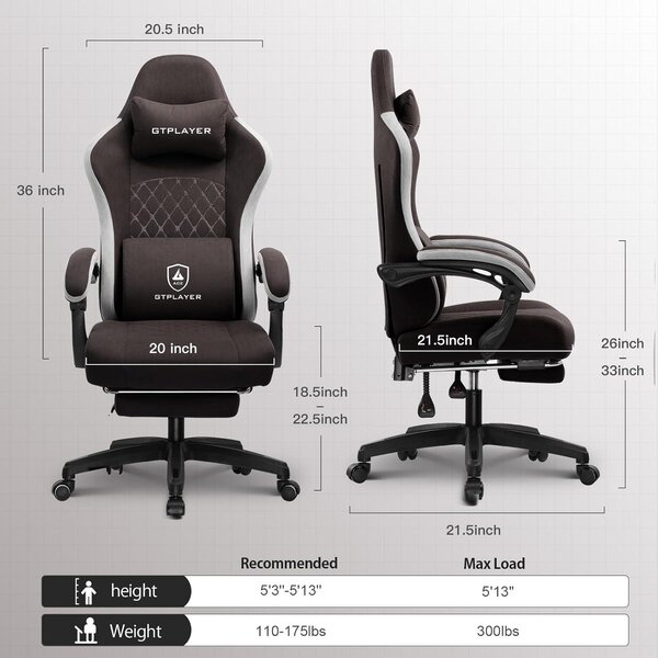 Sedia da gaming - Sedia da ufficio - Sedia per videogiochi - Sedia per computer - Sedia da ufficio - Design ergonomico