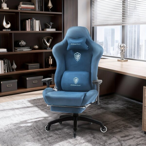 Sedia da gaming – Ergonomica, con braccioli 3D regolabili e poggiapiedi – Blu