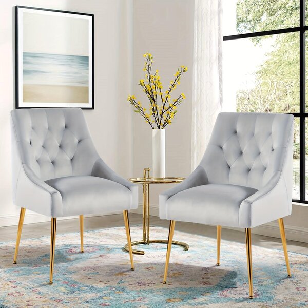 Sedia da ufficio – Sedia da lavoro – Design mid-century moderno – Rivestimento in velluto – Struttura in metallo – Regolabile – Set da 2