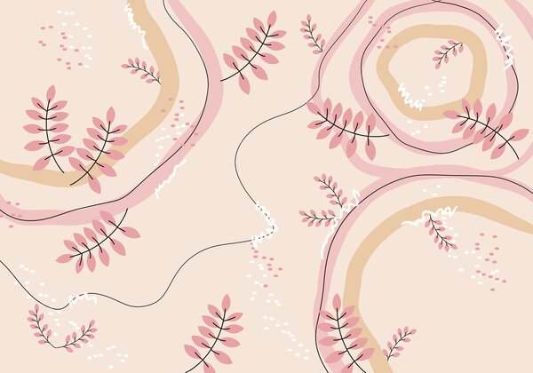 Carta da parati Motivo floreale rosa e beige, Carta da parati lastrazione, Carta da parati popolare, t00731v2 - Tapeko.it