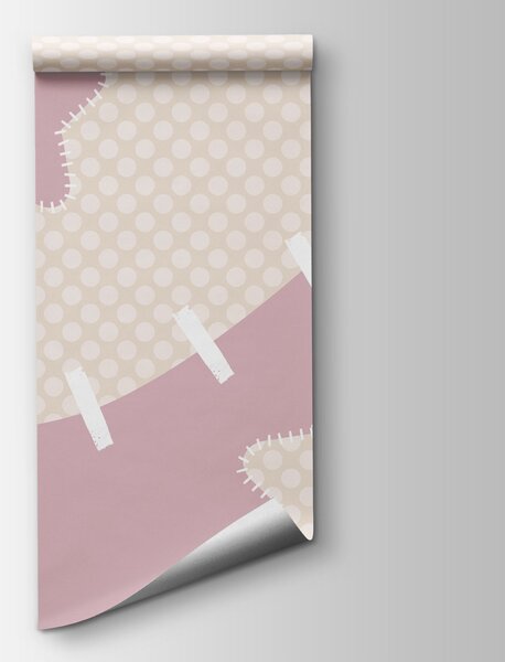 Carta da parati Tessuto rosa e bianco con stelle, Carta da parati lastrazione, Carta da parati popolare, t00733 - Tapeko.it