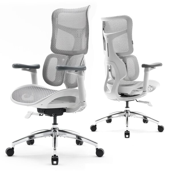 Sedia da ufficio ergonomica con supporto lombare dinamico a doppia regolazione e braccioli 4D - Sedia da lavoro regolabile