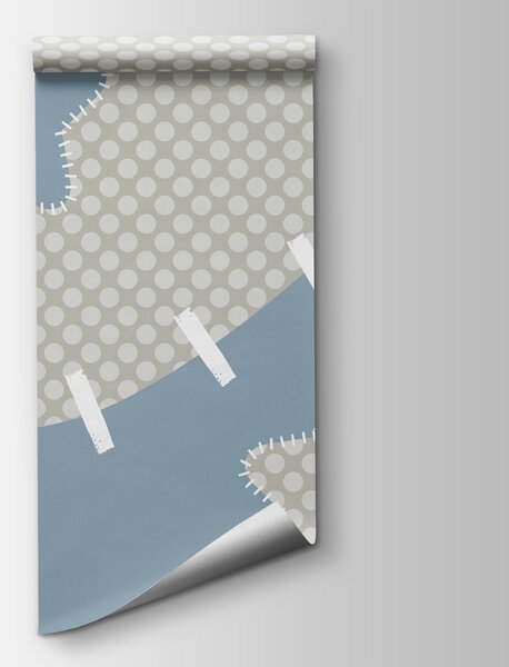 Carta da parati Tessuto blu e bianco con stelle, Carta da parati per Bambini, Carta da parati popolare, t00733v2 - Tapeko.it