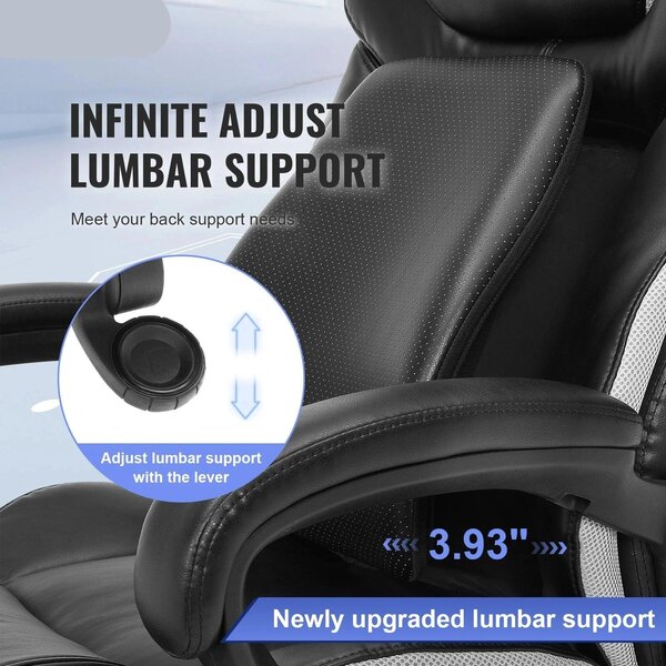 Sedia da ufficio ergonomica - Sedia da ufficio executive nera con schienale alto e supporto lombare