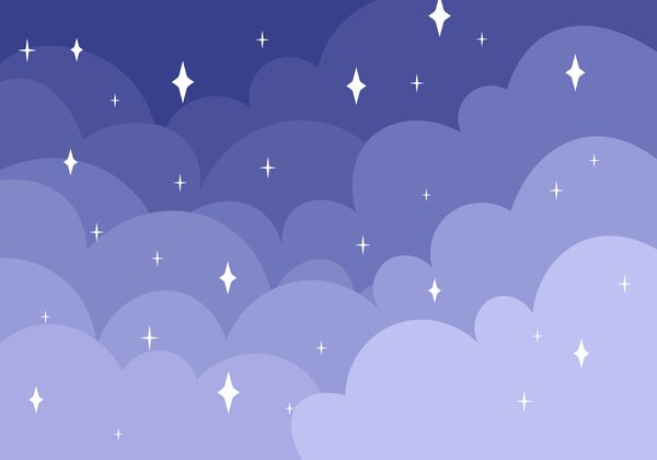 Carta da parati Cielo azzurro con nuvole bianche e stelle, Carta da parati lastrazione, Carta da parati popolare, t00735v1 - Tapeko.it