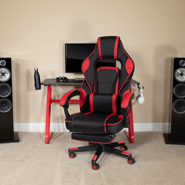 Sedia da gaming Flash Furniture con schienale alto, sedia ergonomica da scrivania con braccioli regolabili e poggiapiedi, ideale sia come sedia da gaming che per l'uso in ufficio domestico