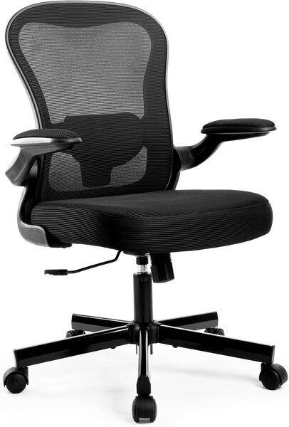Sedia da ufficio regolabile in altezza, con rivestimento in rete traspirante, braccioli confortevoli, supporto lombare e funzione di inclinazione
